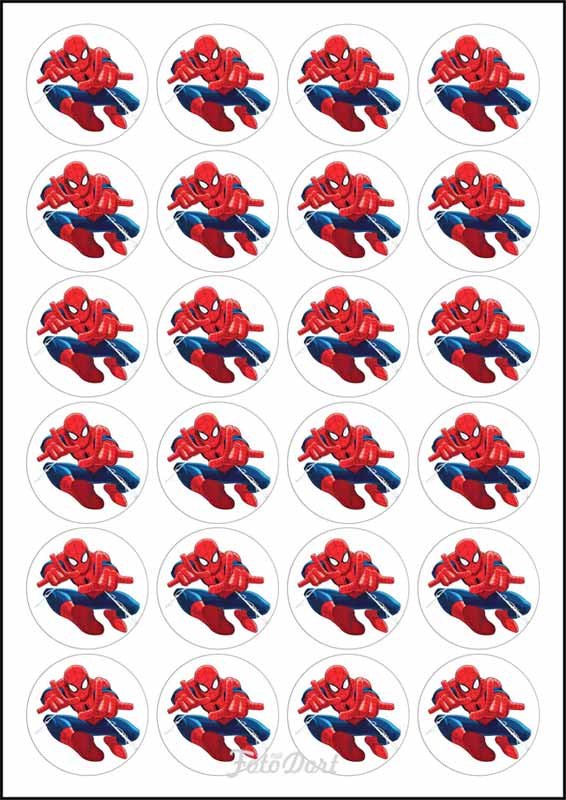 Spiderman 640 - 24 obrázků o průměru 4,5cm - formát A4