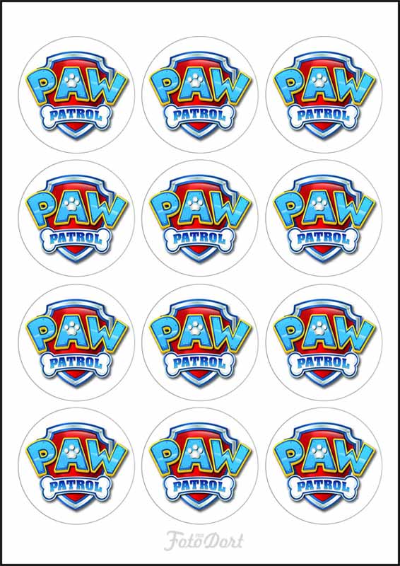 PAW 540 logo - 12 koleček o průměru 6cm (formát A4)