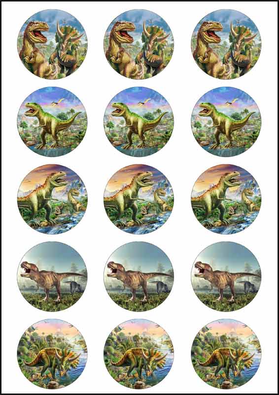 Dinosaurus - 15 obrázků o průměru 5cm (formát A4)