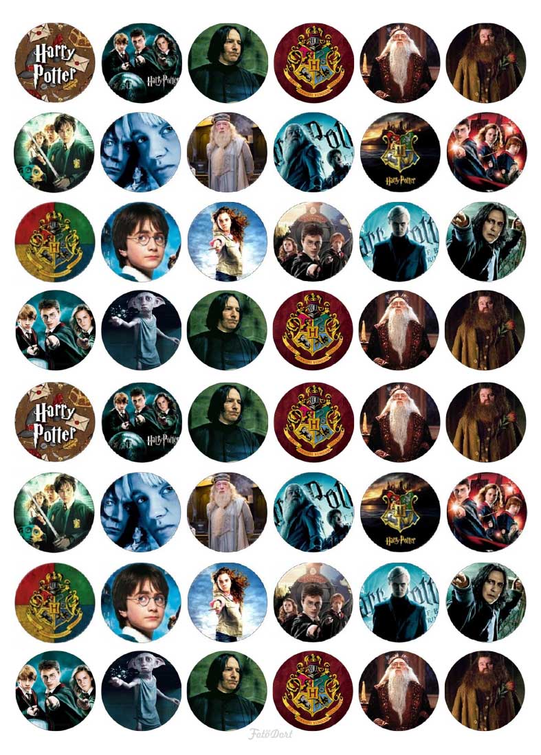 Harry Potter 720 - 48 koleček o průměru 3cm (tištěno na A4)