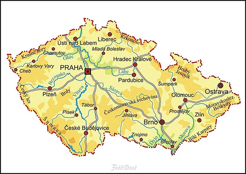 Mapa ČR - seznam pohoří 10