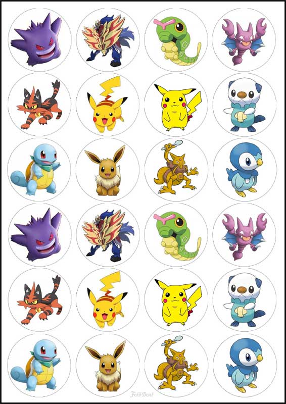 Pokémon 920 - 24 koleček o průměru 4.5cm (formát A4)