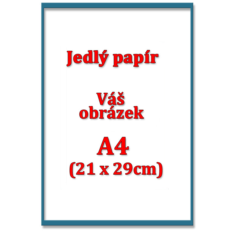 Tisk na JEDLÝ PAPÍR 0.55mm, formát A4 /29x21cm/ na dort 
