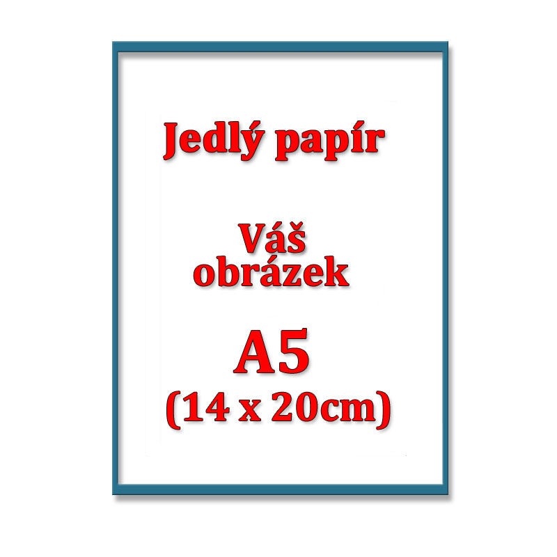 Tisk na JEDLÝ PAPÍR 0.55mm, formát A5 /14x20cm/ na dort